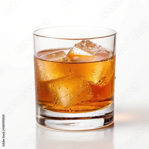 Wallpaper Mural Elegant glass of whiskey with amber liquid and ice cubes captured in high contrast side view for cocktails Torontodigital.ca
