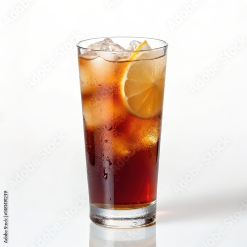 Wallpaper Mural Classic long island iced tea served in a glass with ice and lemon slice in high contrast side view for cocktails Torontodigital.ca