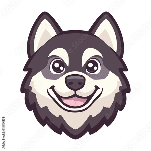 Alaskan Malamute dog cartoon smiling vector