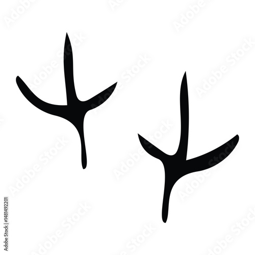 chicken footprint paw track silhouette vector flat illustration design