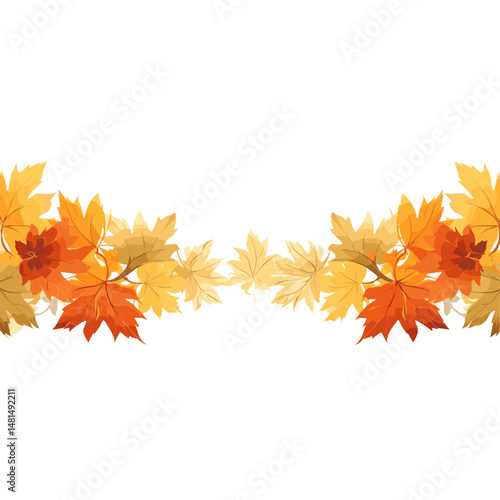Autumnal orange and yellow maple and oat leaves leaf illustration autumn vector