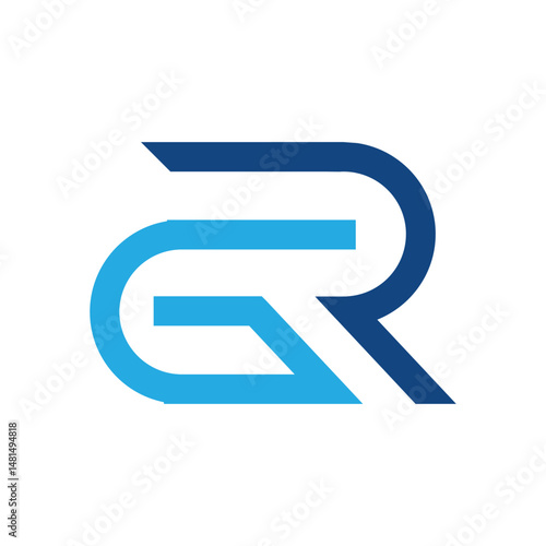 Free Download this is a flat logo design of an initial letter RG in simple line style in blue color on a white background - GFXLoad