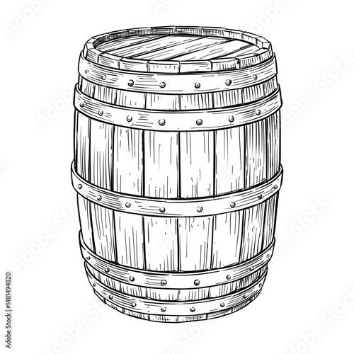 beer barrel illustration vintage wooden beer barrel vector line art hand drawn illustration