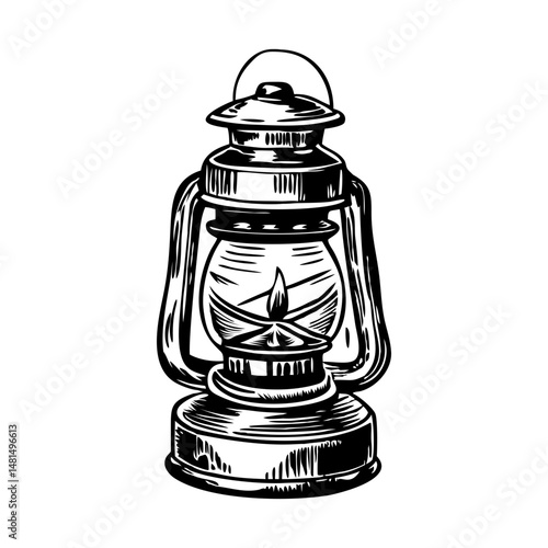 Camping lantern illustration in vintage style