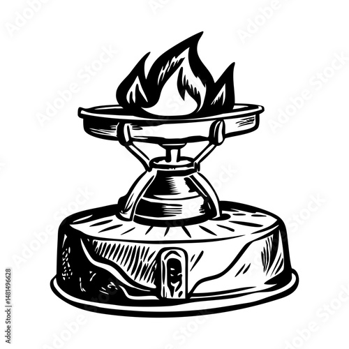 Camping stove illustration in vintage style
