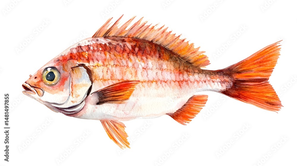 Side view of a colorful fish illustration. Side view of a colorful fish illustration.