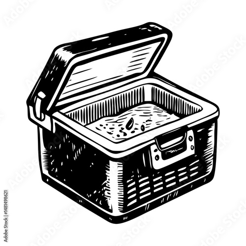 Cooler box illustration in vintage style