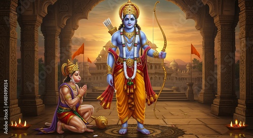 Lord Rama with Hanuman Devotion