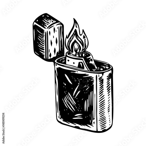 A vintage style illustration of lighter