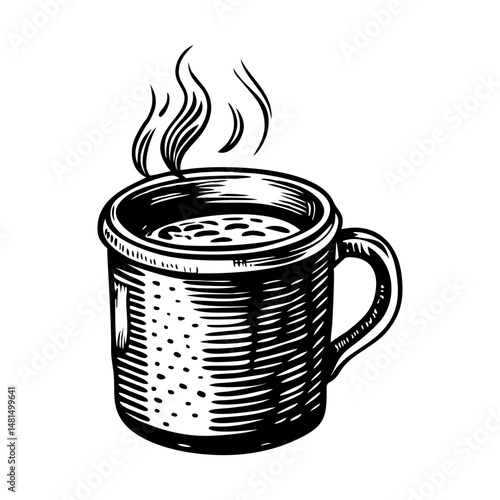 Camping mug illustration in vintage style