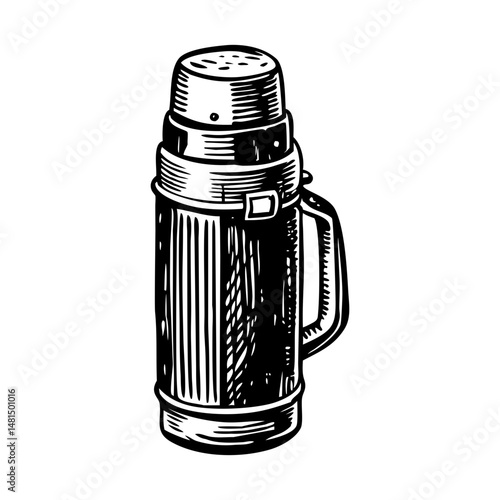 Vintage thermos illustration in vintage style