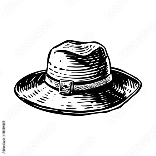Ranger hat illustration in vintage style