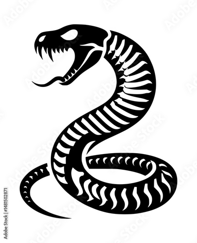 snake skeleton black color vector 