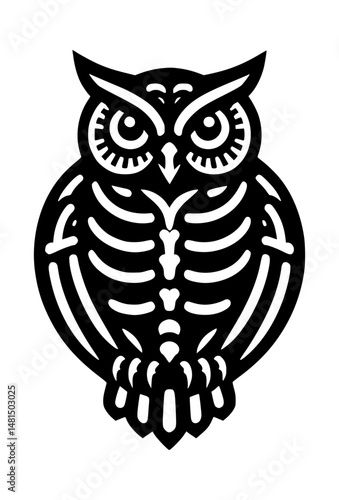 Owl Skeleton Black Icon Vector Logo