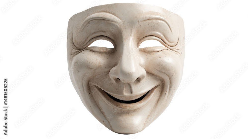Smiling mask symbolizing joy and performance. transparent background Smiling mask symbolizing joy and performance. transparent background