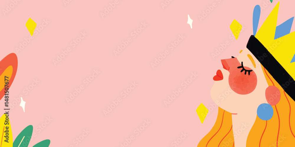An illustration of a radiant queen in a crown with closed eyes looking upward, symbolizing aspirations and royal dreams. An illustration of a radiant queen in a crown with closed eyes looking upward, symbolizing aspirations and royal dreams.