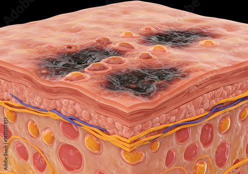 Skin lesions microscopic view