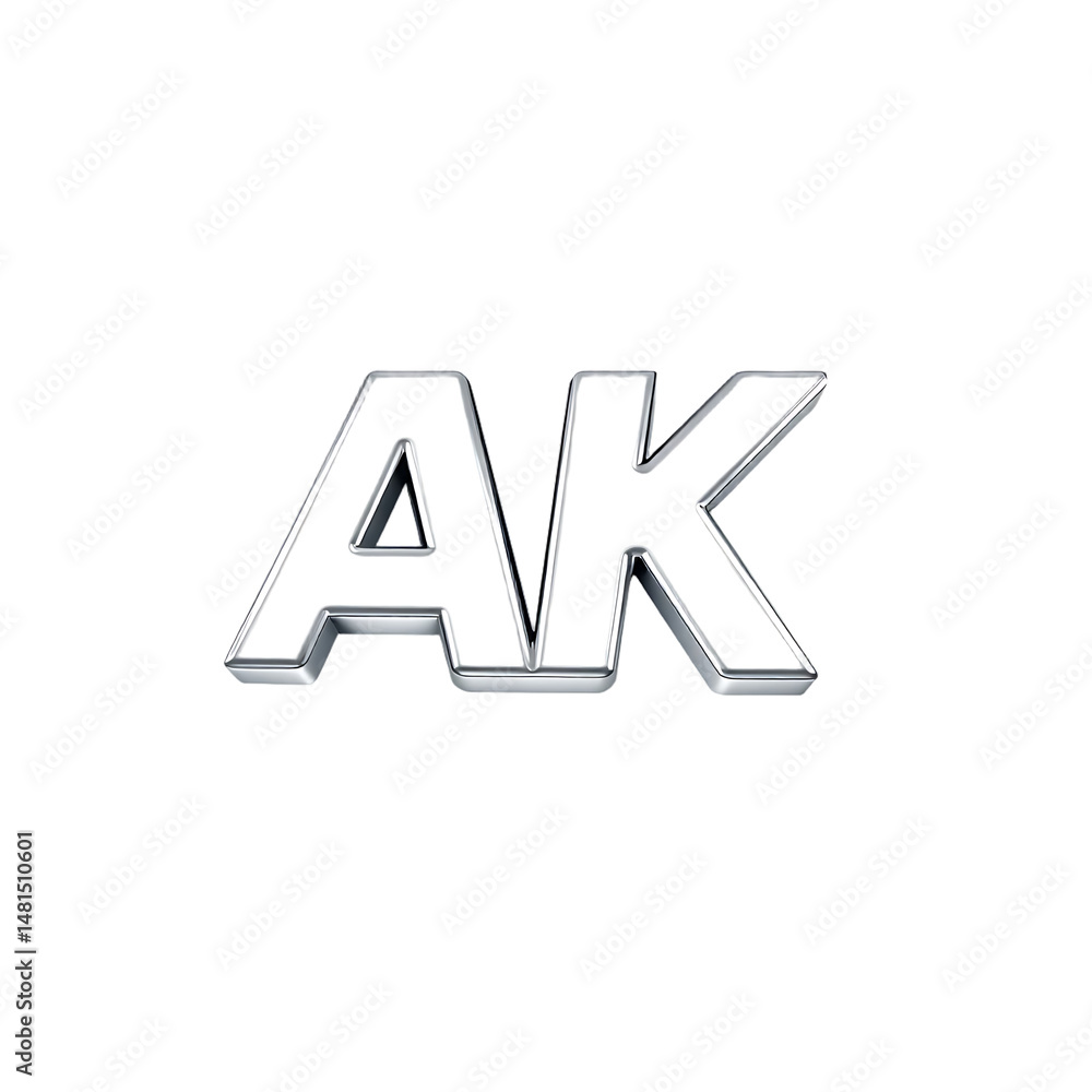 Shiny 3D AK Letters Silver Chrome Effect for Logos and Branding Shiny 3D AK Letters Silver Chrome Effect for Logos and Branding