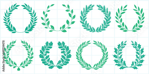 Elegant laurel wreath designs, element vector set