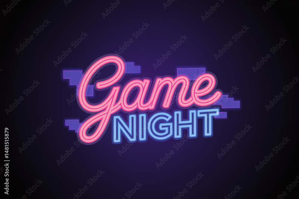 Neon 'Game Night' sign with retro design. Neon 'Game Night' sign with retro design.