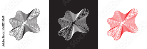 Wave Organic Shape Abstract Lines.  Sound Wave Pattern. Music Pulse Effect icon. Vector illustration. isolated on white and black background. EPS 10