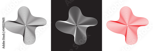 Wave Organic Shape Abstract Lines.  Sound Wave Pattern. Music Pulse Effect icon. Vector illustration. isolated on white and black background. EPS 10