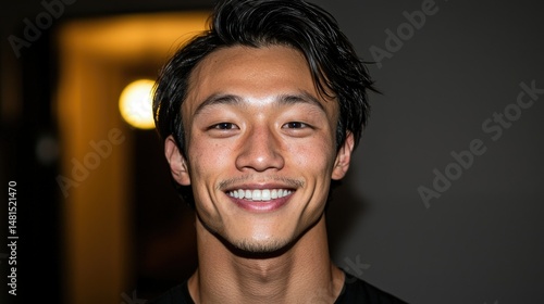 A Young Man Smiling Joyfully Into The Camera For A Portrait photo