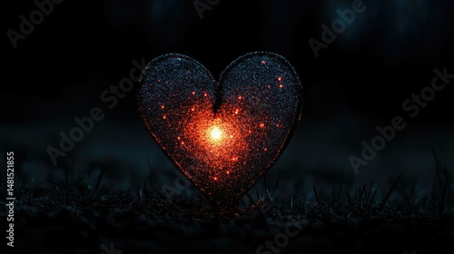 A Glowing Heart Illuminated By Inner Light In Darkness