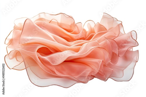 Delicate, flowing, peach-toned fabric drapes