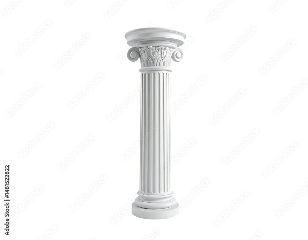 White Ionic Column on Transparent Background White Ionic Column on Transparent Background