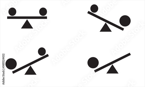 Equal Weight and Imbalance Scale Icons - Balance & Measurement Symbols