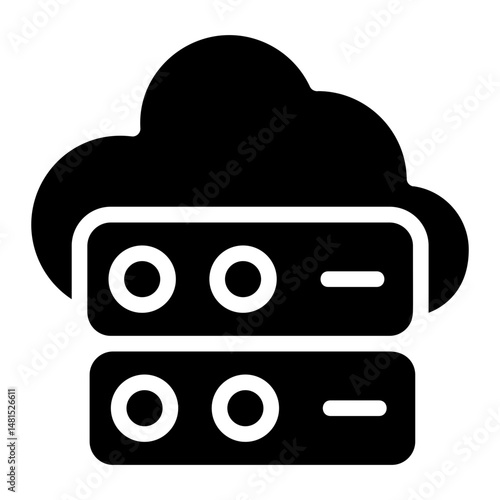 Cloud Server Network Solid Icon