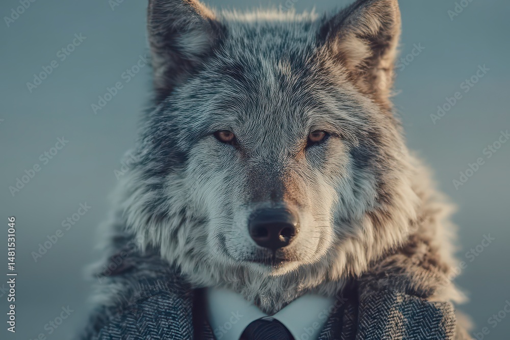 Fototapeta premium Dapper Wolf in Suit Portrait Animal Business Wildlife