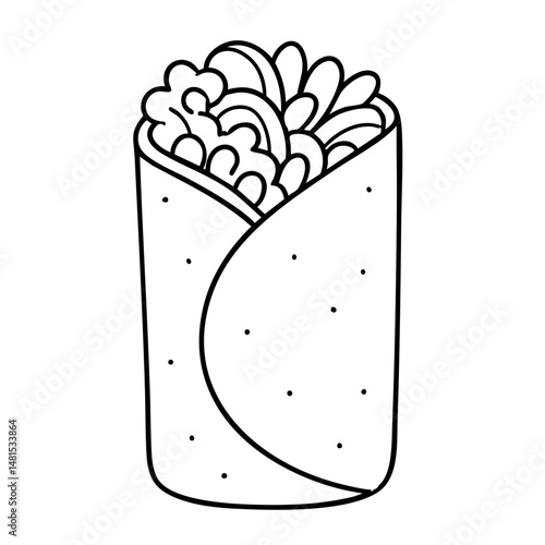 Burrito Classic Mexican Wrapped Food Vector Illustration