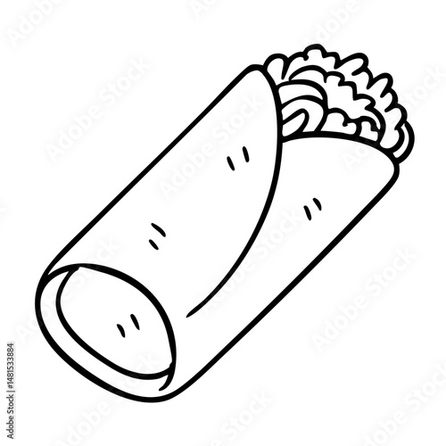 Burrito Classic Mexican Wrapped Food Vector Illustration