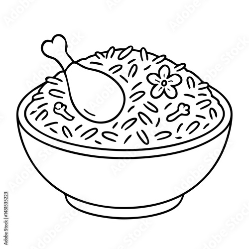 Biryani Aromatic Indian Spiced Rice Dish Vector Illustration