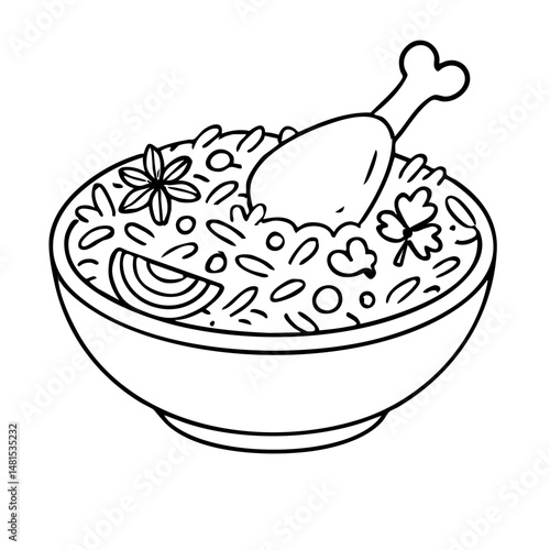 Biryani Aromatic Indian Spiced Rice Dish Vector Illustration
