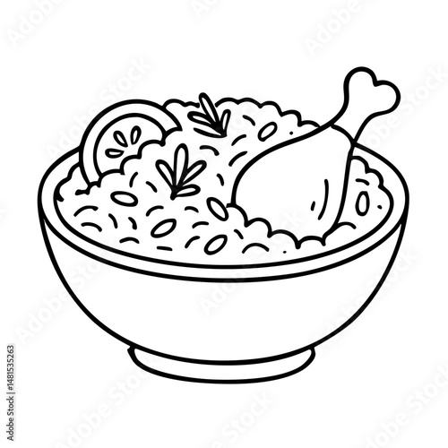 Biryani Aromatic Indian Spiced Rice Dish Vector Illustration