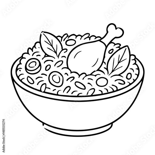 Biryani Aromatic Indian Spiced Rice Dish Vector Illustration
