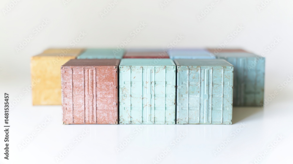 Obraz premium Colorful Shipping Containers Global Trade Logistics Import Export