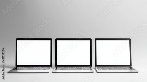 Three Laptops  Blank Screens  Modern Technology  Mockup