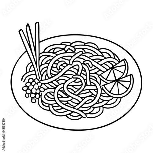 Pad Thai a Classic Thai Stir-Fried Noodle Vector Illustration