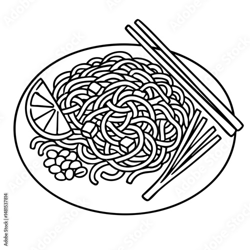 Pad Thai a Classic Thai Stir-Fried Noodle Vector Illustration