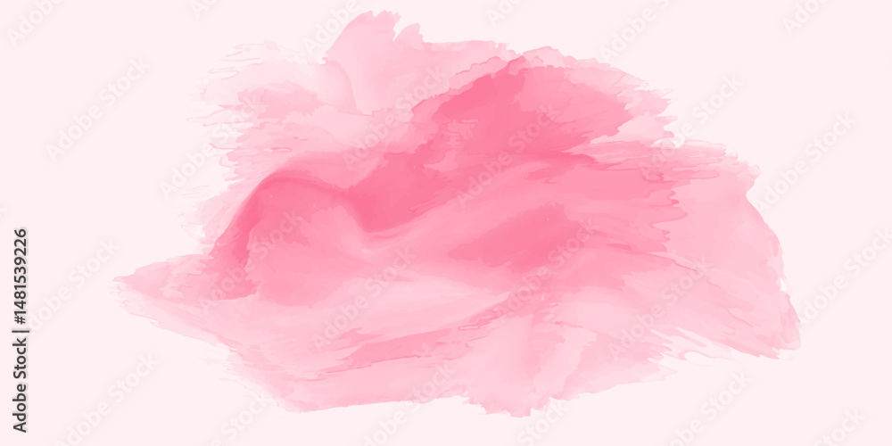 Fototapeta premium Soft pink watercolor splash with gentle brush strokes, perfect for backgrounds, invitations, or feminine design projects.