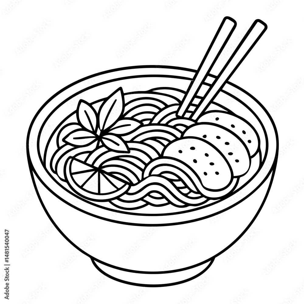 Pho Soup a Classic Vietnamese Noodle Soup Vector Illustration Pho Soup a Classic Vietnamese Noodle Soup Vector Illustration