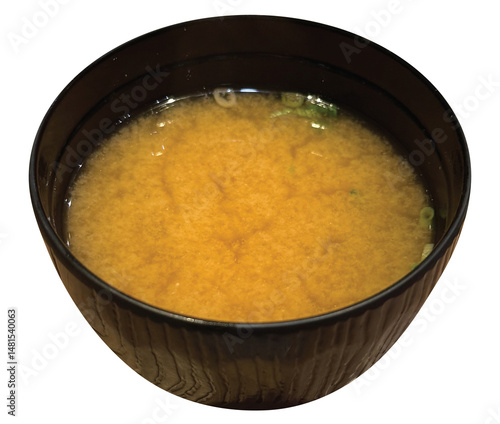 Die cut a bowl of miso soup for Japanese food, appetiser, menu, restaurant, recipe, cook book, cuisine, meal, lunch, dinner, food delivery, print, social media