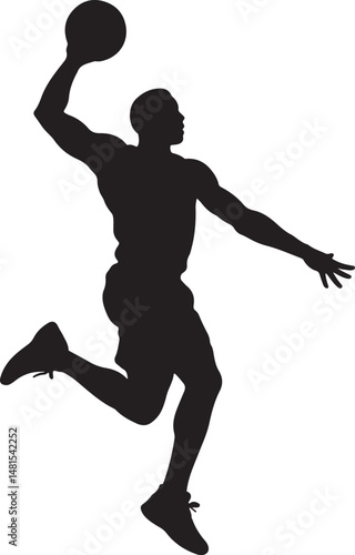 Dynamic Basketball Dunk: Silhouette Action Shot