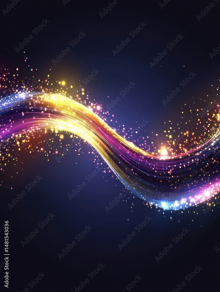 Fototapeta premium Abstract Light Stream with Glitter Particles on Dark Background Digital Art Style Graphic Design Element