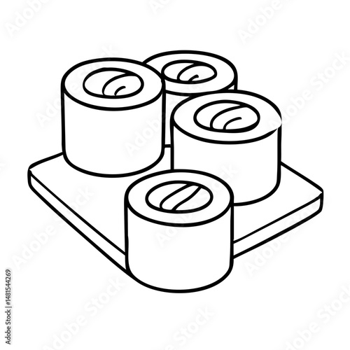 Sushi Rolls – Classic Japanese Cuisine Vector Illustration