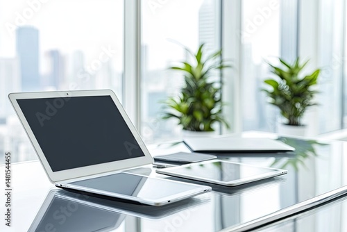 Wallpaper Mural Modern office workspace with laptop and tablet. Torontodigital.ca